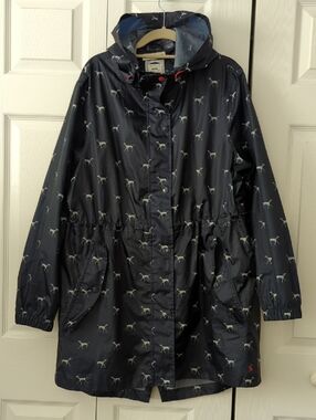 NORDSTROM! ~JOULES~ RIGHT AS RAIN DALMATIAN PRINT NAVY RAINCOAT-12